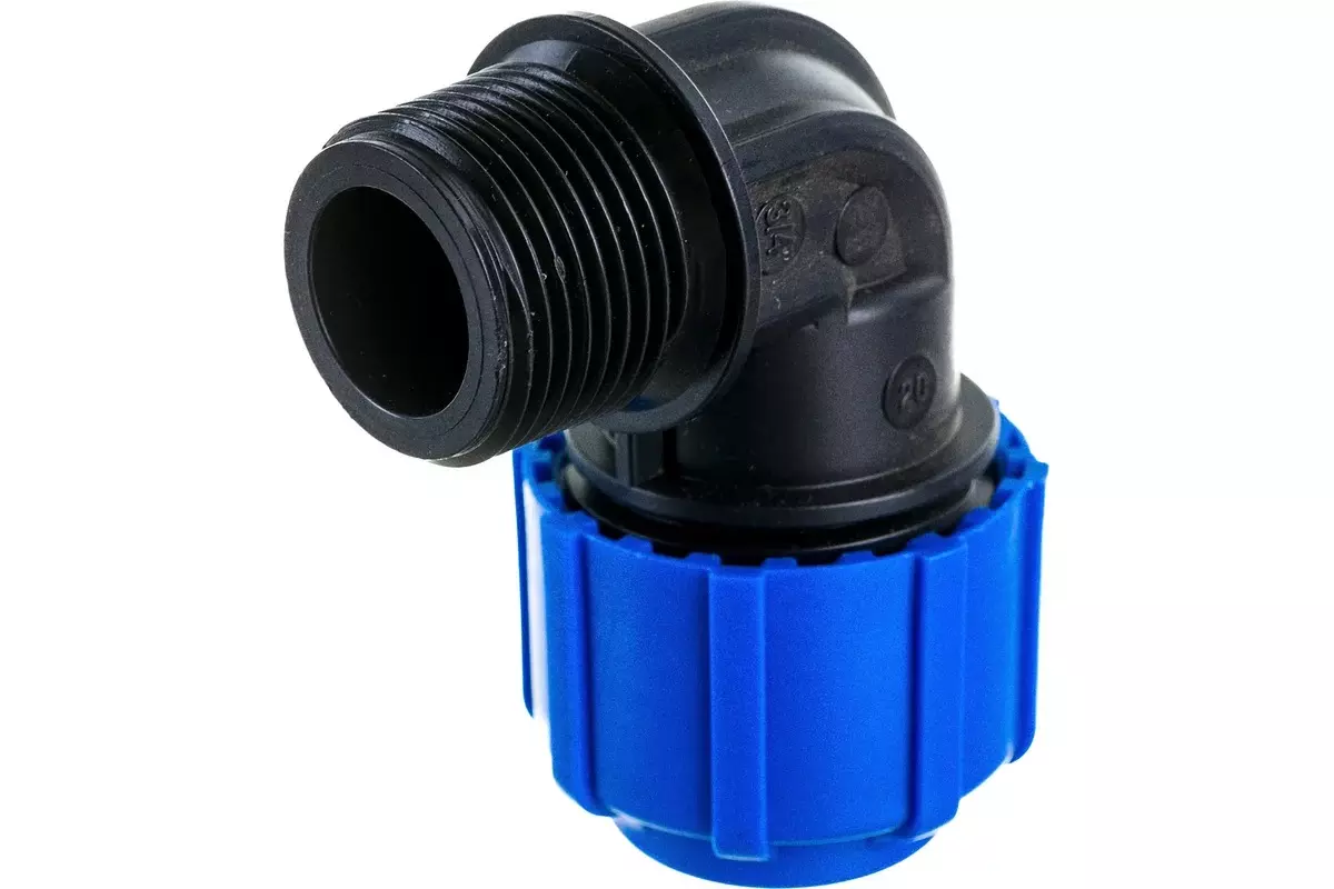 Отвод ПНД с резьбой 20x3/4&quot; НР, компрессионный, PN16, RTP 11550