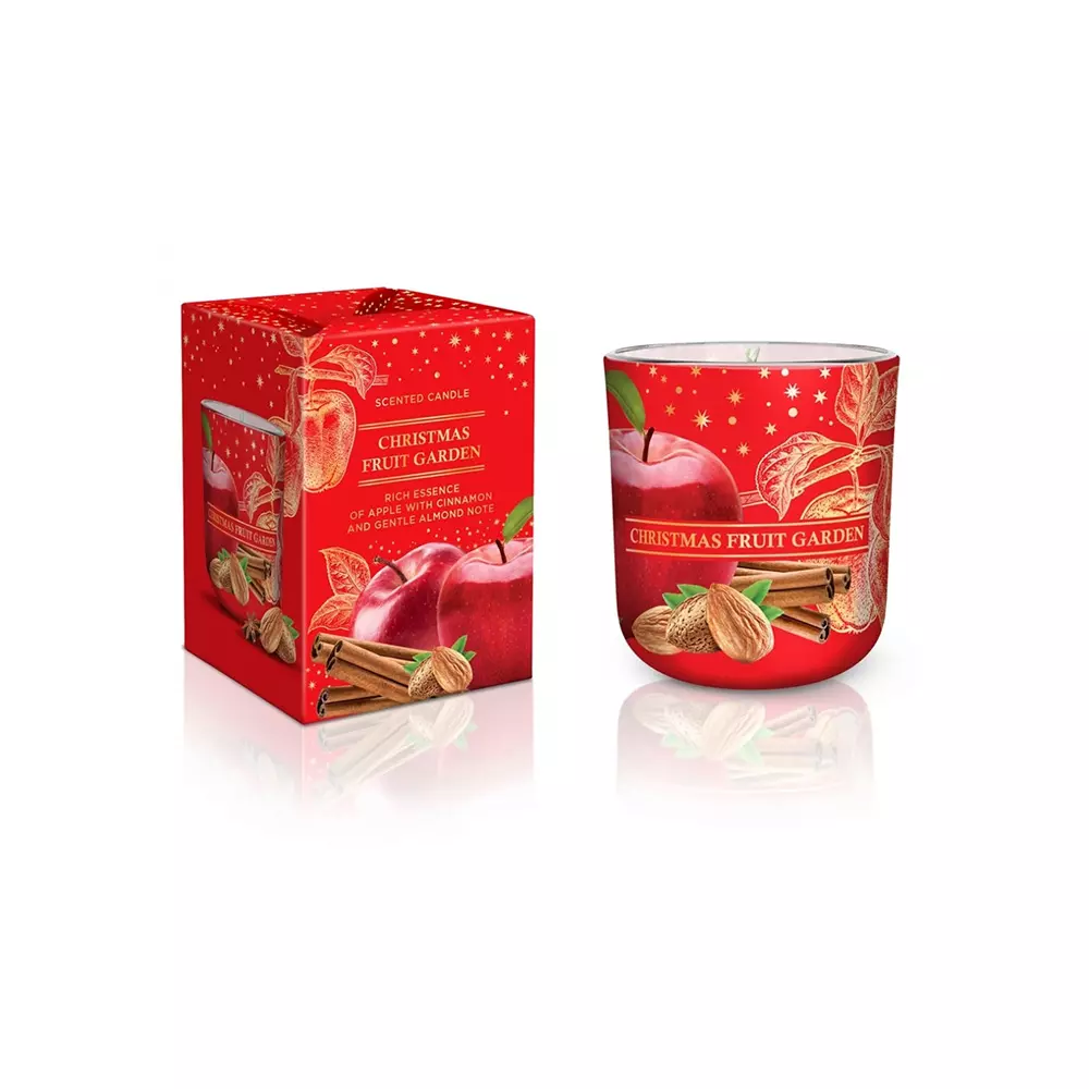 Cвеча ароматизированная в стакане 150 г Bartek Рождественский Фруктовый сад/Christmas Fruit Garden