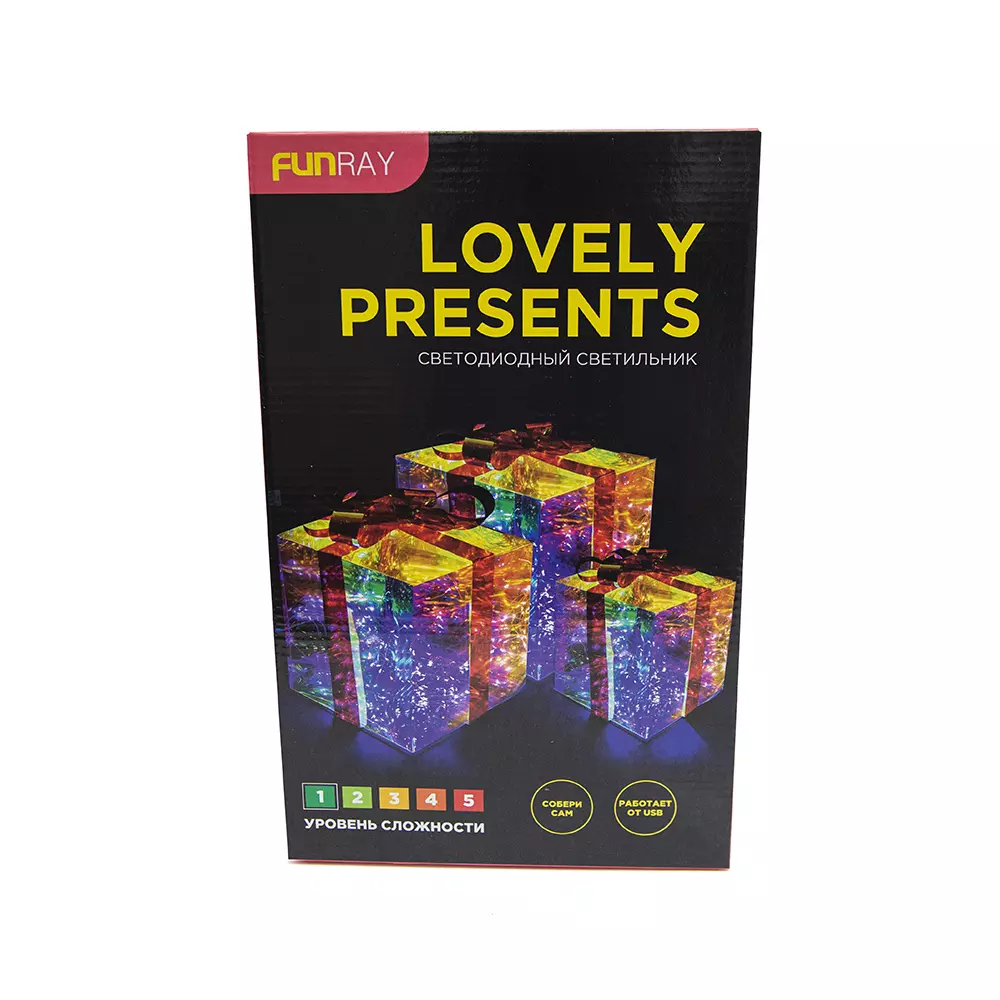 Светодиодная фигура DIY Lovely Presents 3 Подарка 20/15/10 см, USB гирлянда в комплекте Funray 10037