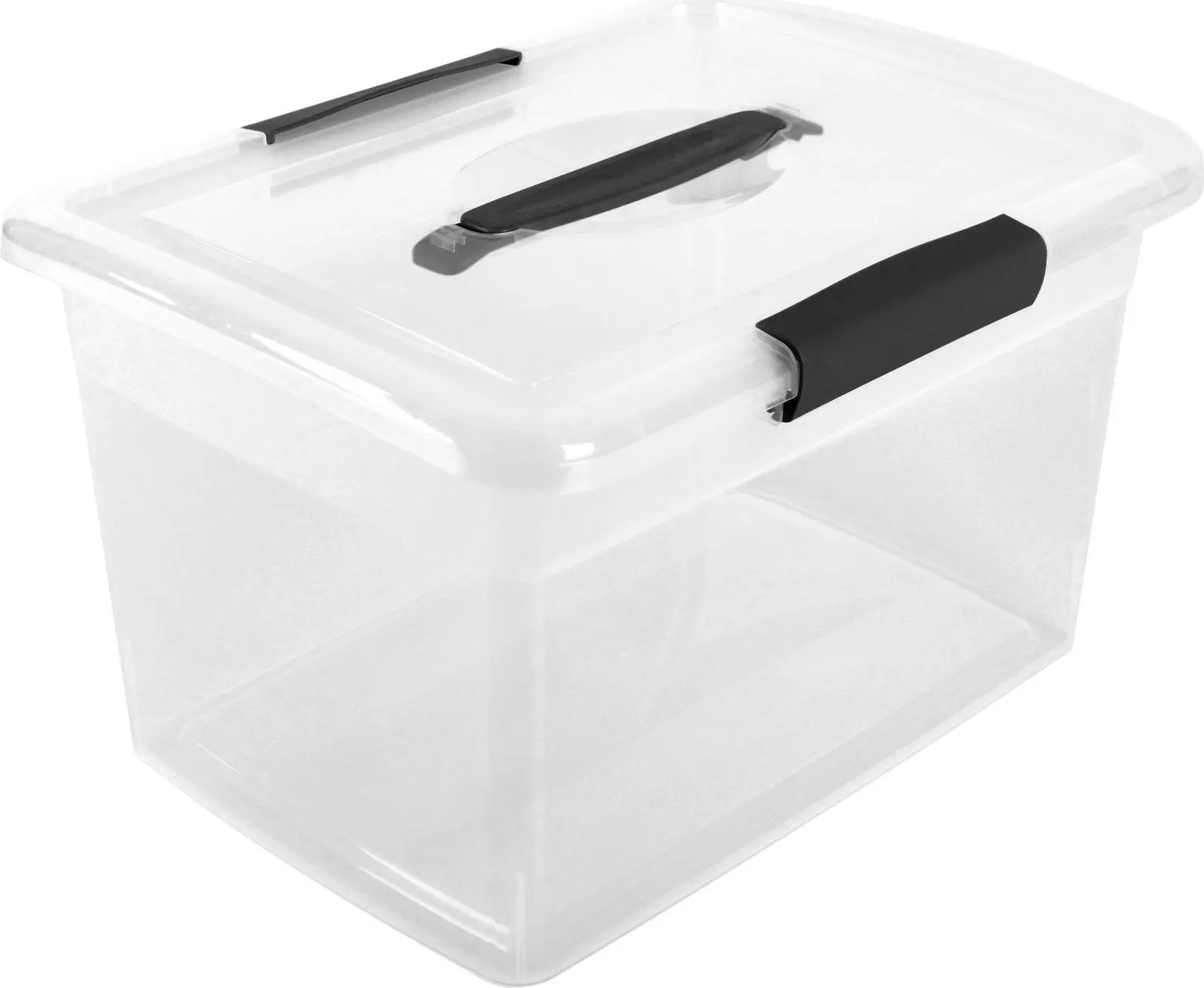 Ящик для хранения с защелками и ручкой 14л 37х27,4х22,2см Keeplex Vision прозрачный кристалл KL2525