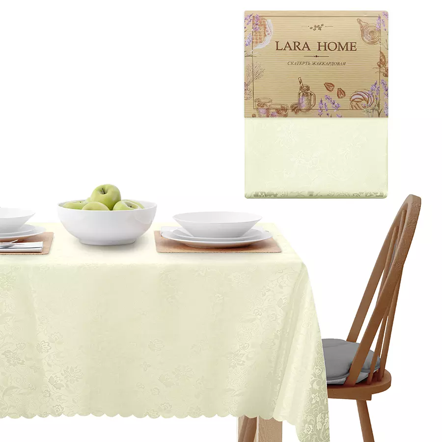 Скатерть на стол 140*180 см пвх кремовый Lara Home
