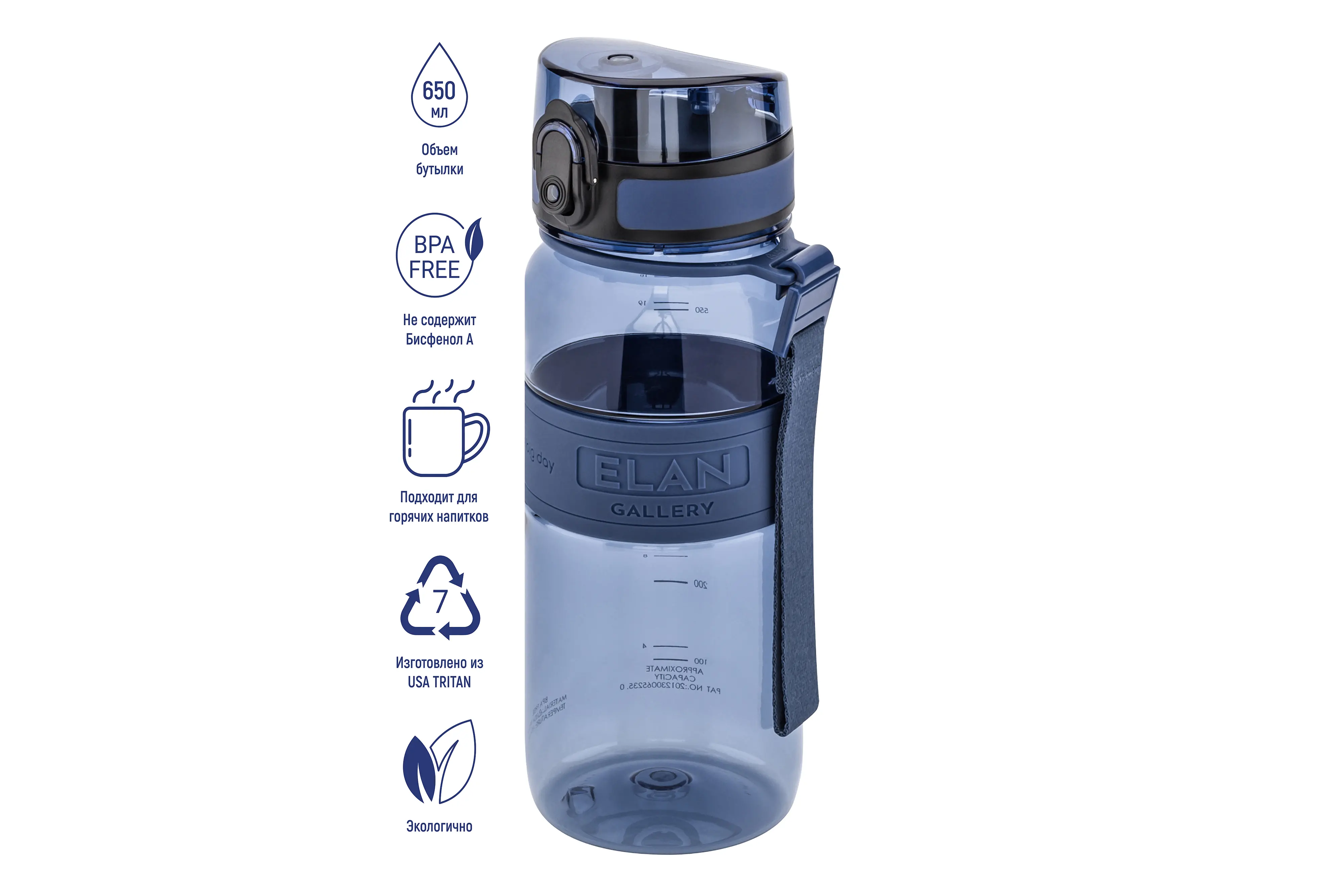 Бутылка для воды 650 мл 7,6*7,6*22,5 см Water Balance синяя