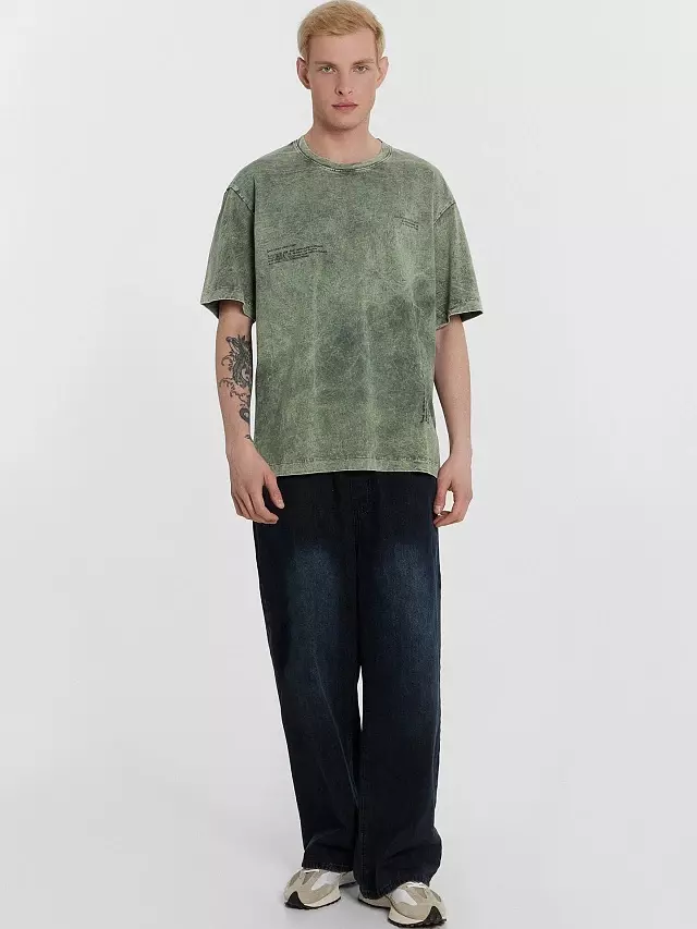 Футболка мужская Mark Formelle 111858 ACID WASH серый +печать, р-р 100-182/188 (50 / L)