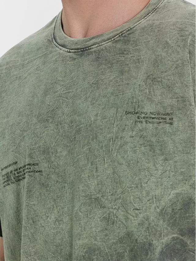 Футболка мужская Mark Formelle 111858 ACID WASH серый +печать, р-р 100-182/188 (50 / L)
