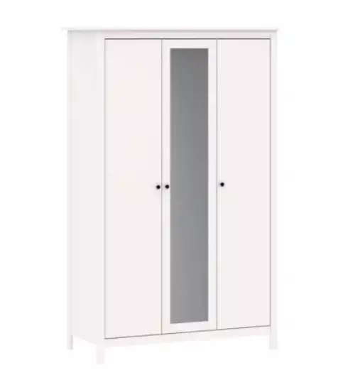 Шкаф 132х215,5х65 см, 3 двери, белый с зеркалом Шведский Стандарт САГА 2.08.01.040.1