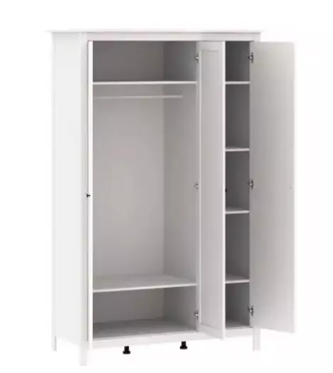 Шкаф 132х215,5х65 см, 3 двери, белый с зеркалом Шведский Стандарт САГА 2.08.01.040.1