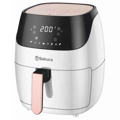 Аэрогриль, 5 л, 1500 Вт, 8 программ, сенсорное управление, белый/черный, SAKURA, SA-7670