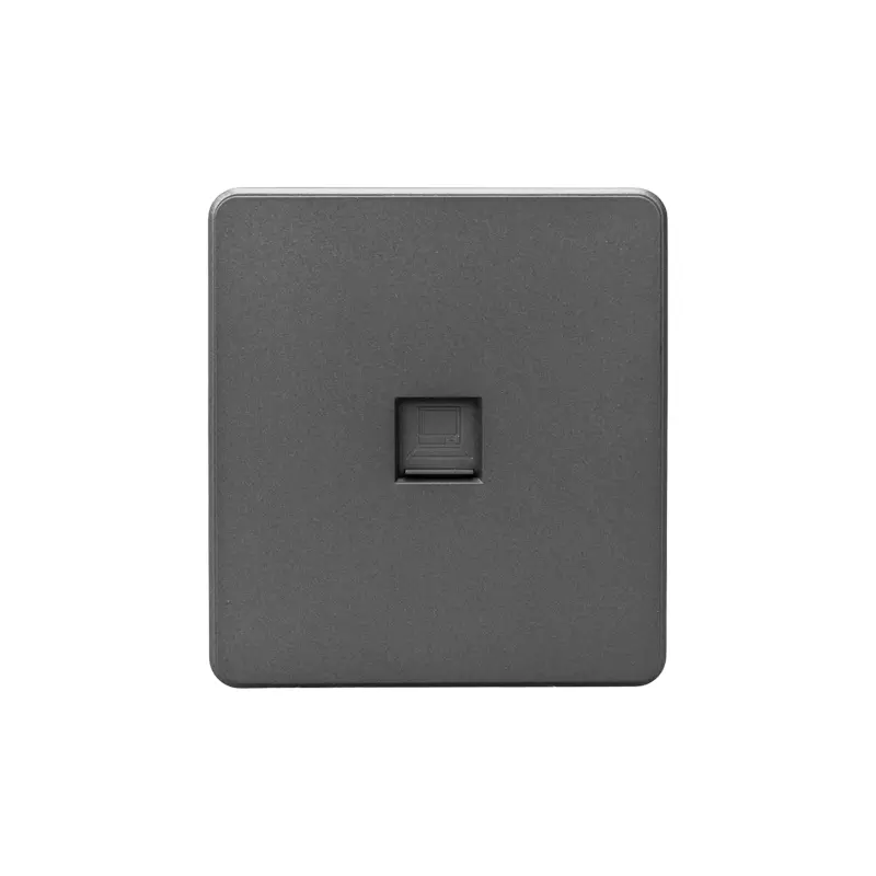 Розетка встраиваемая интернет титан Kranz Miele Round KR-78-0724-2