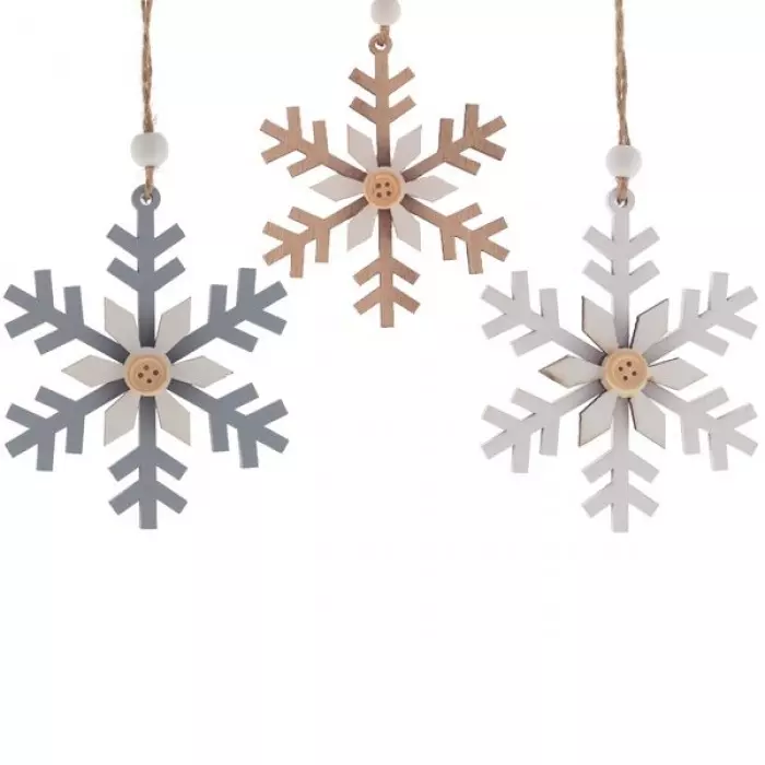 Новогоднее украшение Снежинка, 3 варианта, L8 W0,5 H11 см, дерево, 401807