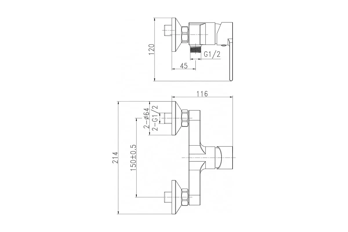 Смеситель для душа, черный, Cersanit BRASKO BLACK 63109, латунь