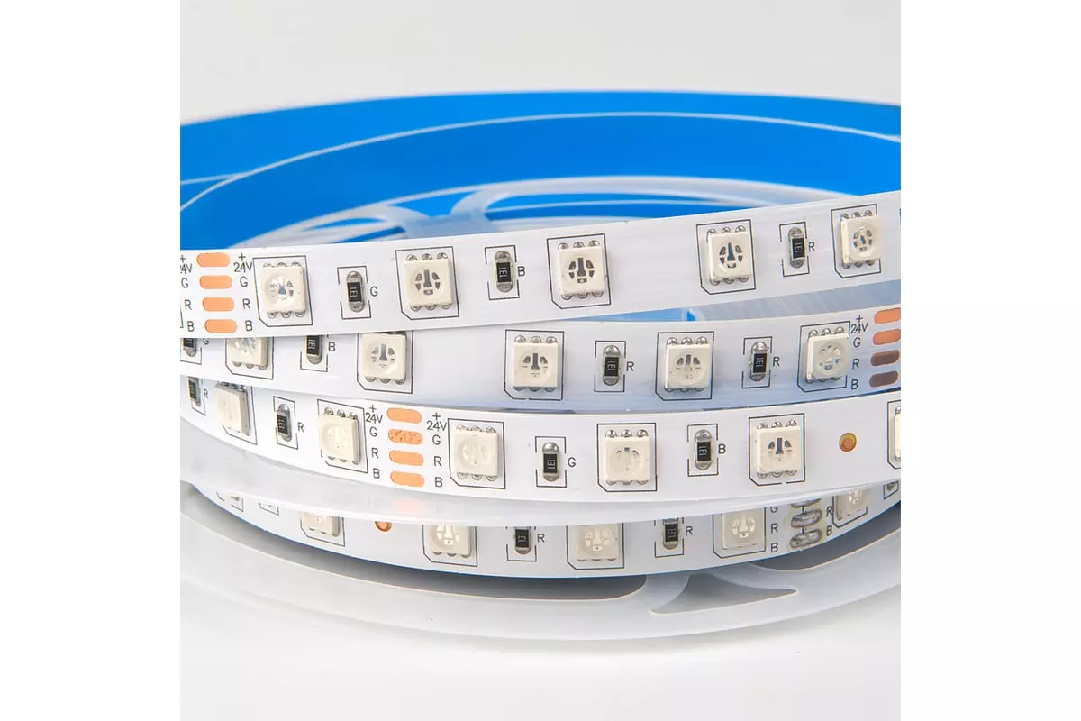 Светодиодная лента 24В 14,4Вт/м RGB 5м 10мм SMD5050 60шт/м IP20 General 503822