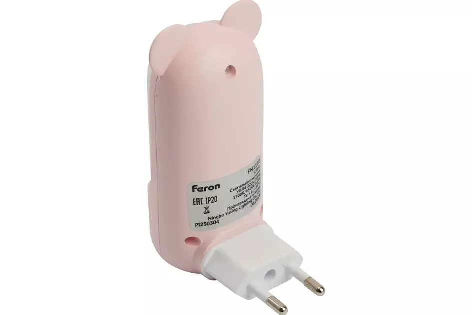 Ночник Мишка 220В розовый Feron 52061