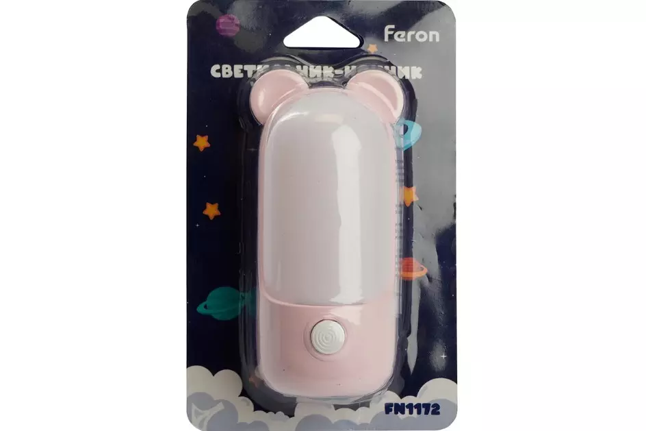 Ночник Мишка 220В розовый Feron 52061