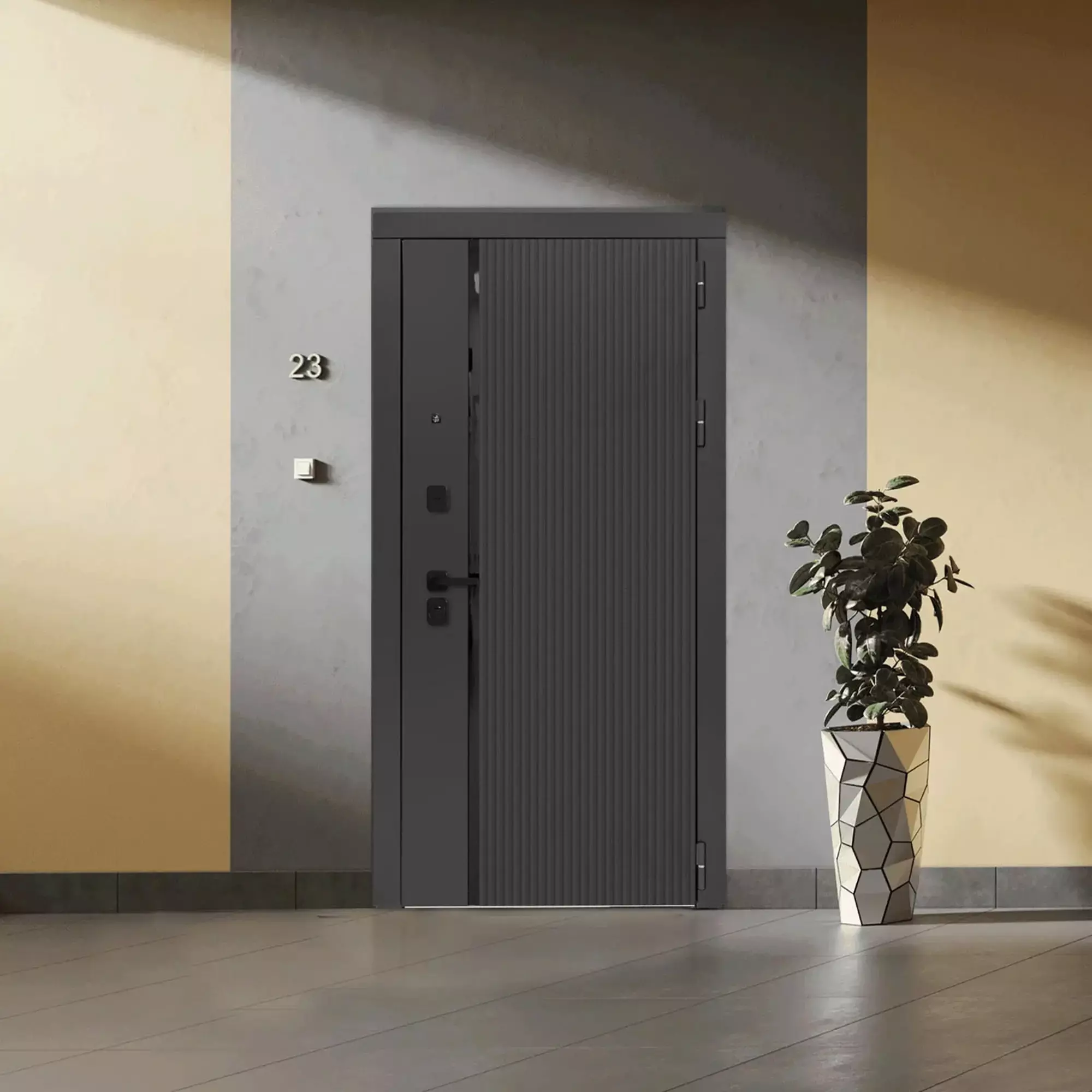 Дверь входная металл "ДвериПро" 3K L-1009/ФЛ-14 Веллуто джелатто 860*2050 (Пр)