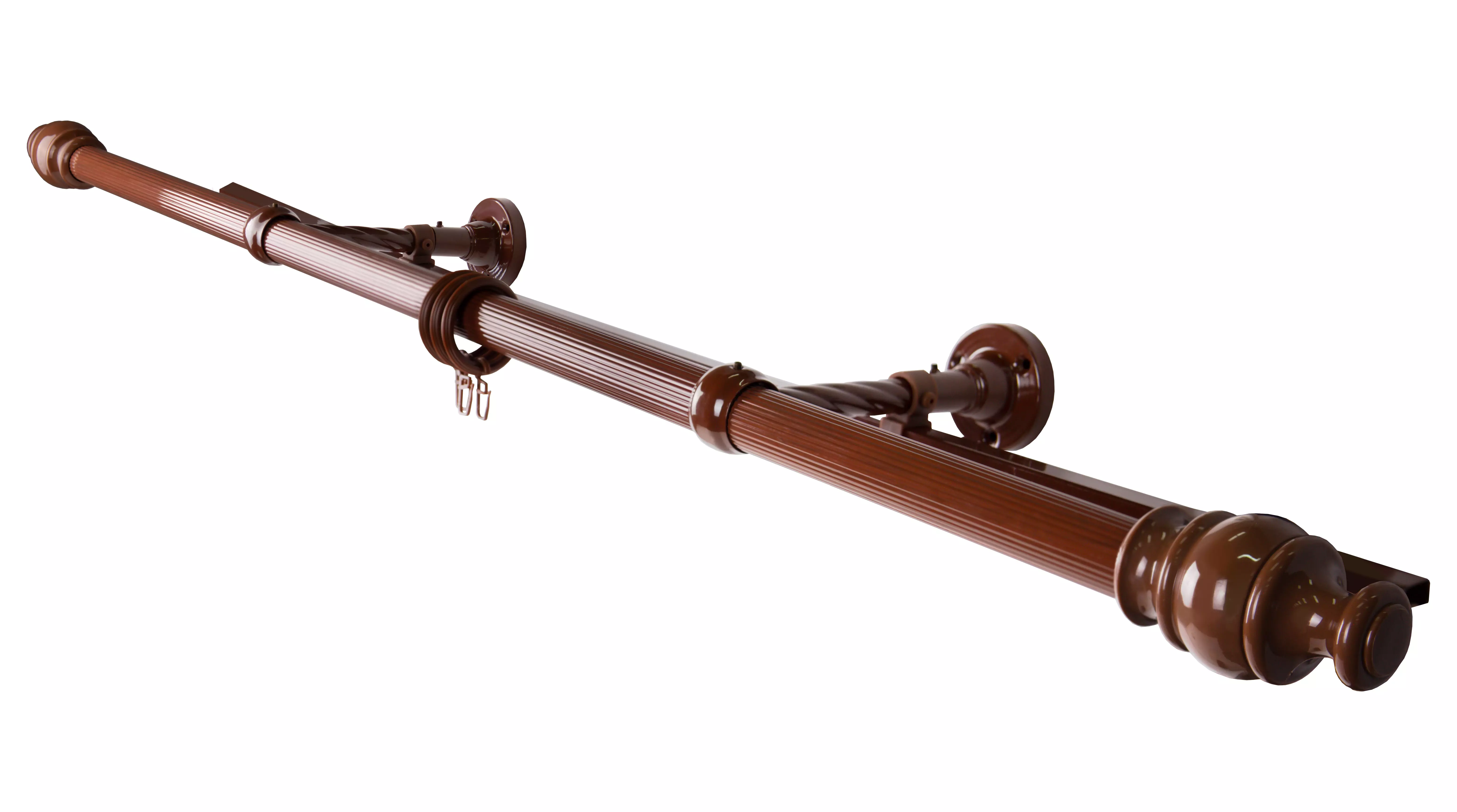 Карниз для штор 160 см двухрядный круглый металл орех d=28 мм