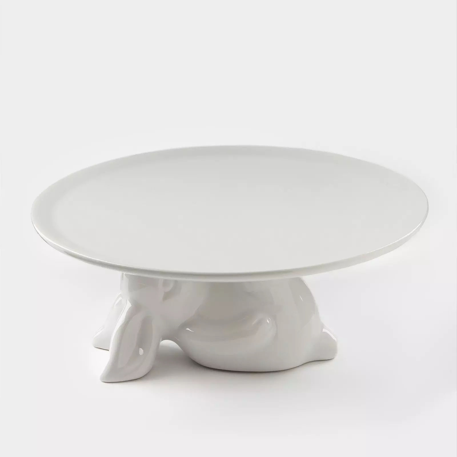 Подставка керамическая для торта Доляна Кролл, 25×10 см, цвет белый