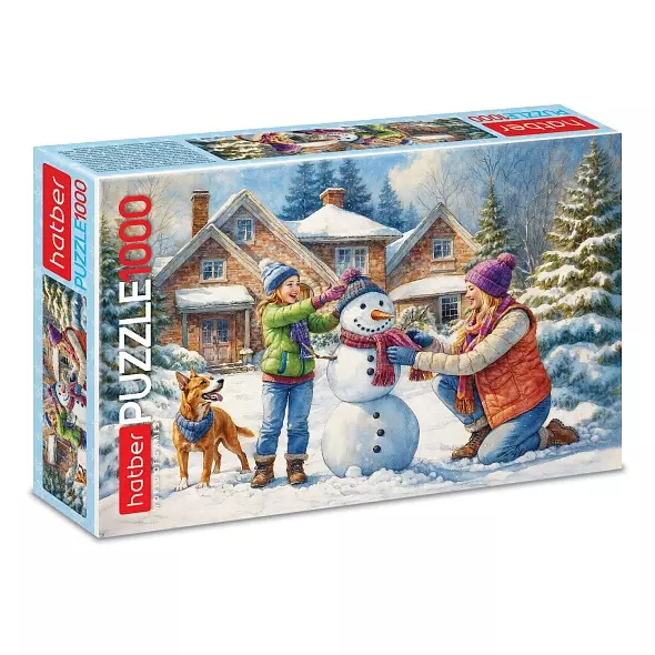 Новогодний пазл 1000 элементов 680х480 мм Снеговичок Hatber 093281