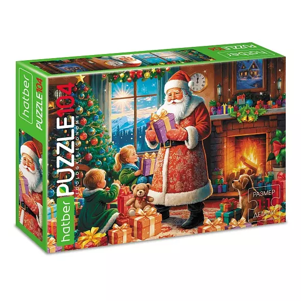 Новогодний пазл 104 элемента 220х320 мм Время чудес Hatber Eco 093474