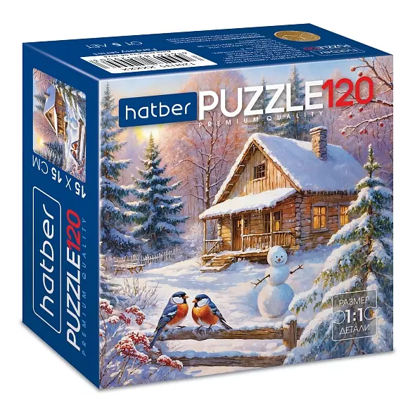 Новогодний пазл 120 элементов 150х150 мм Зимняя сказка Hatber Premium 093234