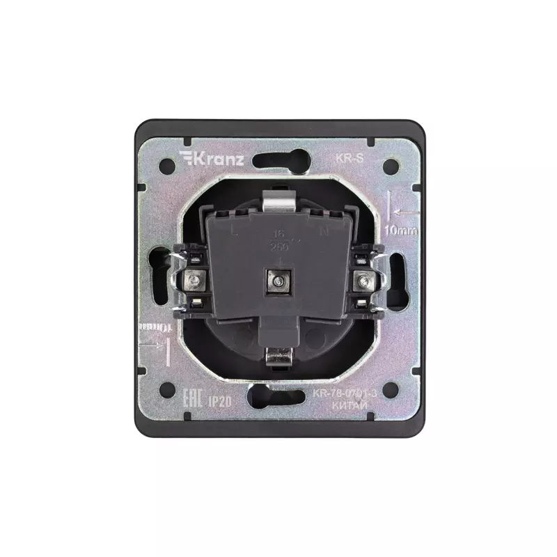 Розетка встраиваемая с заземлением со шторками оникс Kranz Miele Round KR-78-0701-3