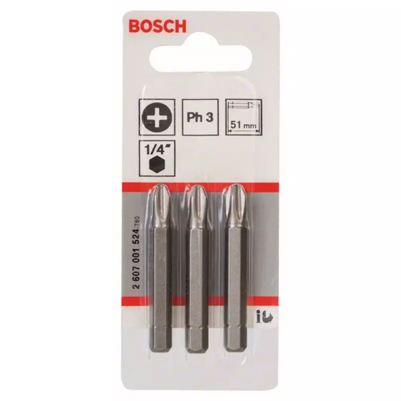 Бита (51 мм; 3 шт) PHILLIPS 3 XH Bosch 2607001524