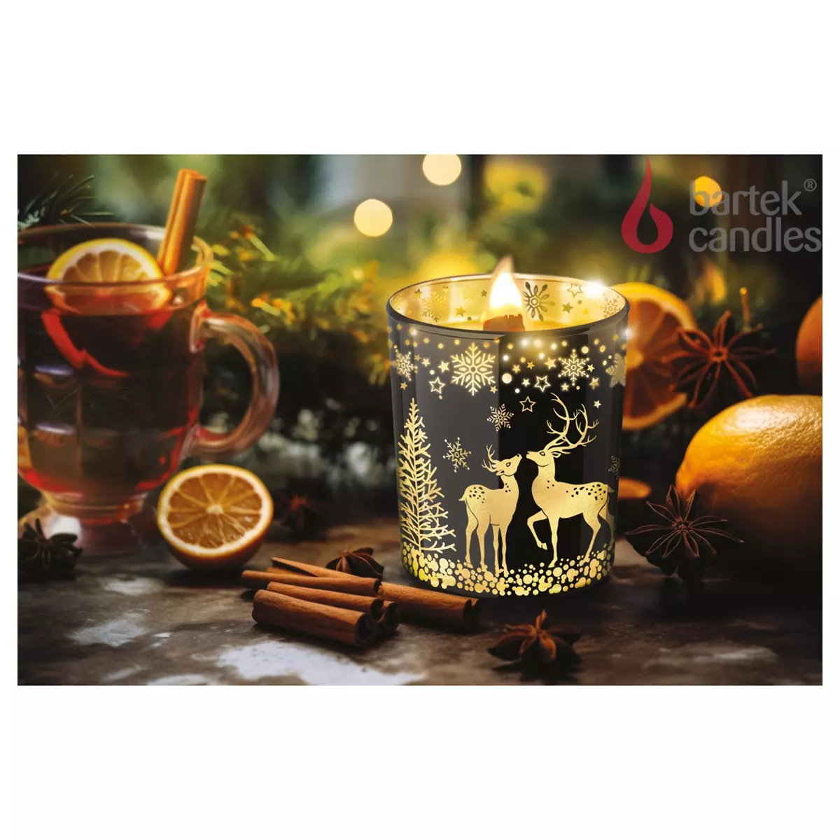 Cвеча ароматизированная в стакане 200 г Bartek Теплый вечер/Warm Evening с деревянным фитилем