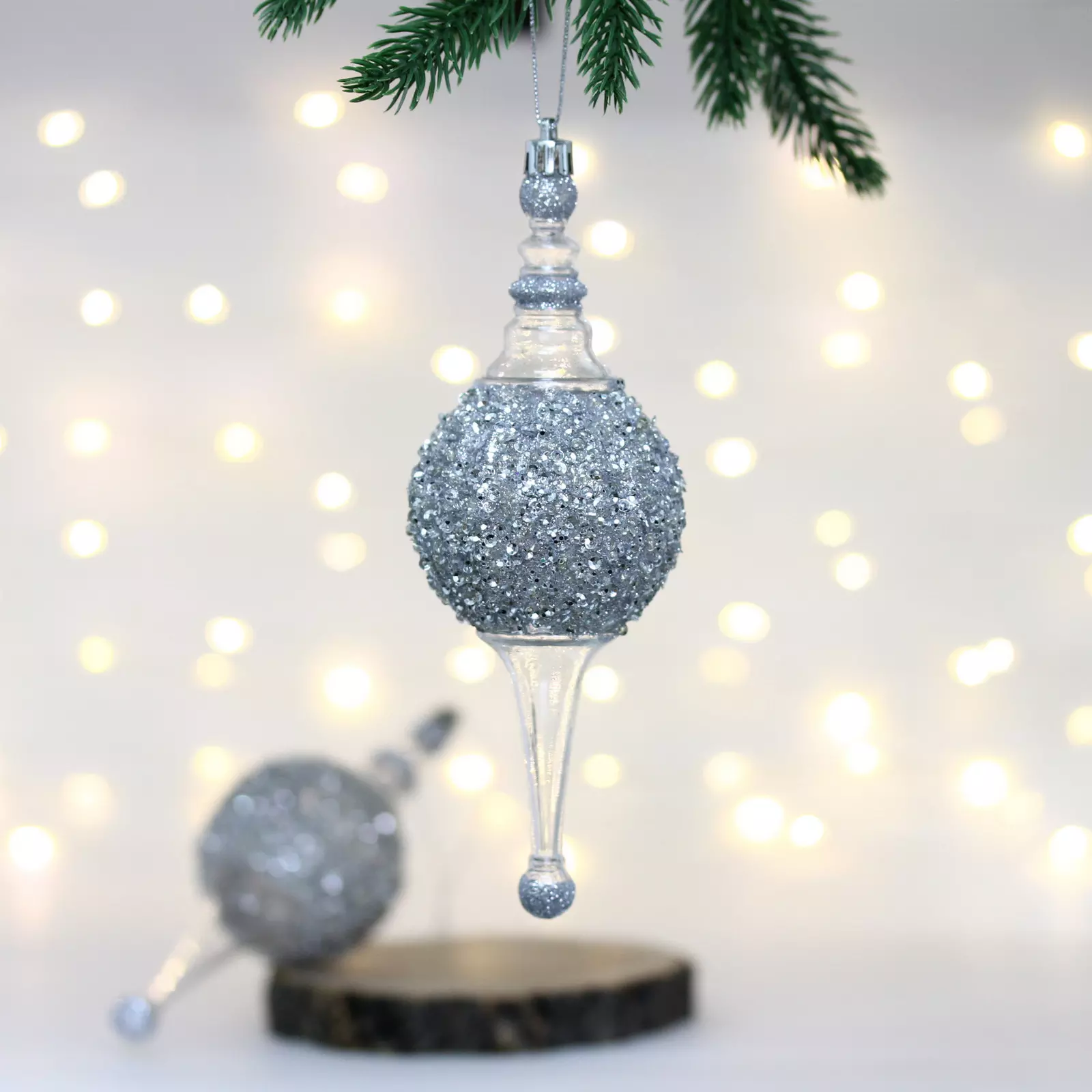 Елочные украшения Мерцание ночи 7х7х20 см (2 шт) серебро 107-6139