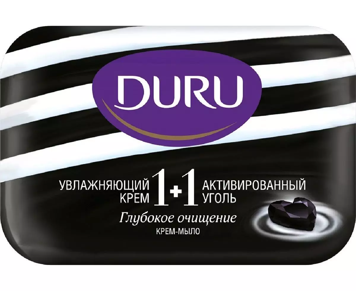 Мыло DURU 1+1 Soft Sens активированный уголь 80 гр