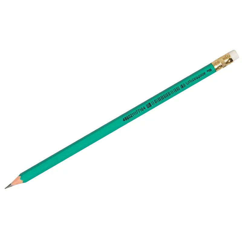Простой карандаш HB с ластиком OfficeSpace, заточен., пластиковый