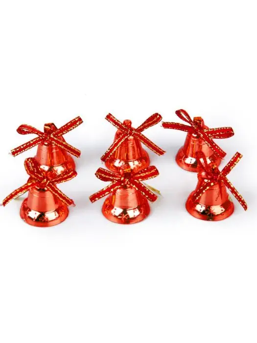 НГ подвес украшение Колокольчики красные, пластик, набор 6 шт, 2x2,5x2 см, 88503