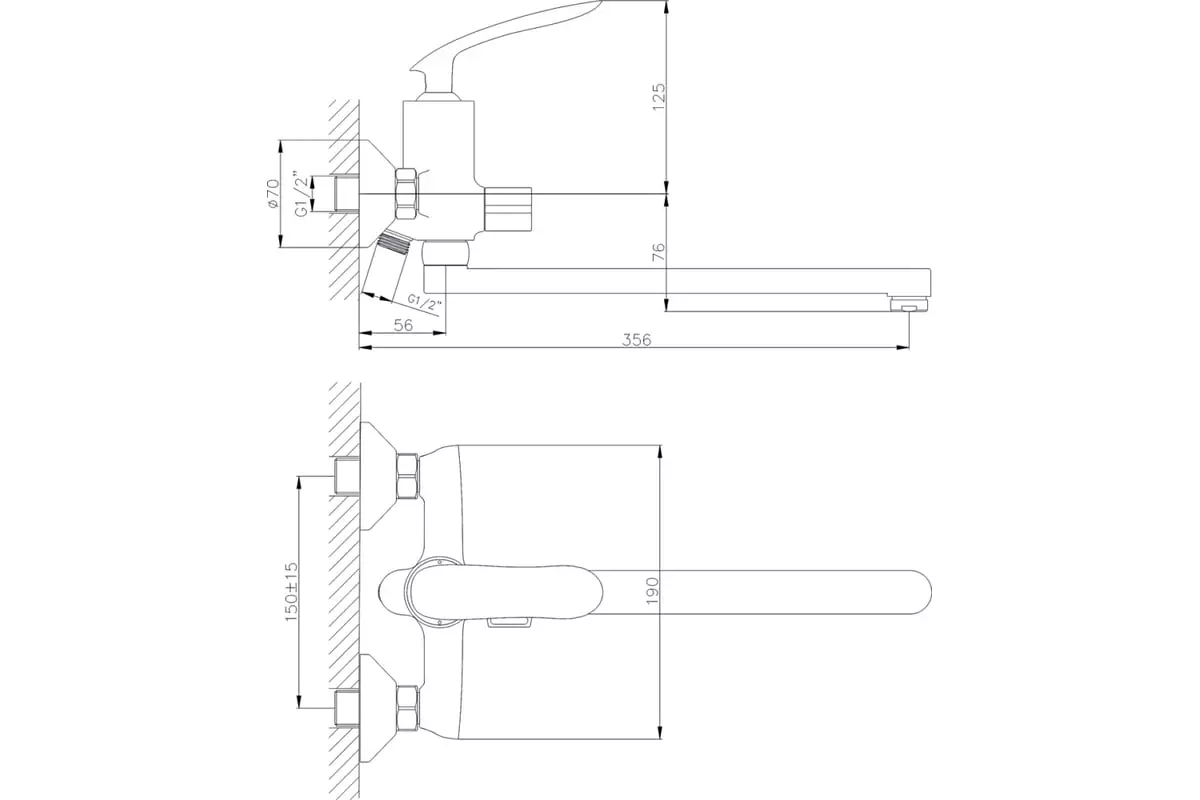 Смеситель для ванны, длинный излив 30 см, хром, RUSH Island IS6535-51, латунь