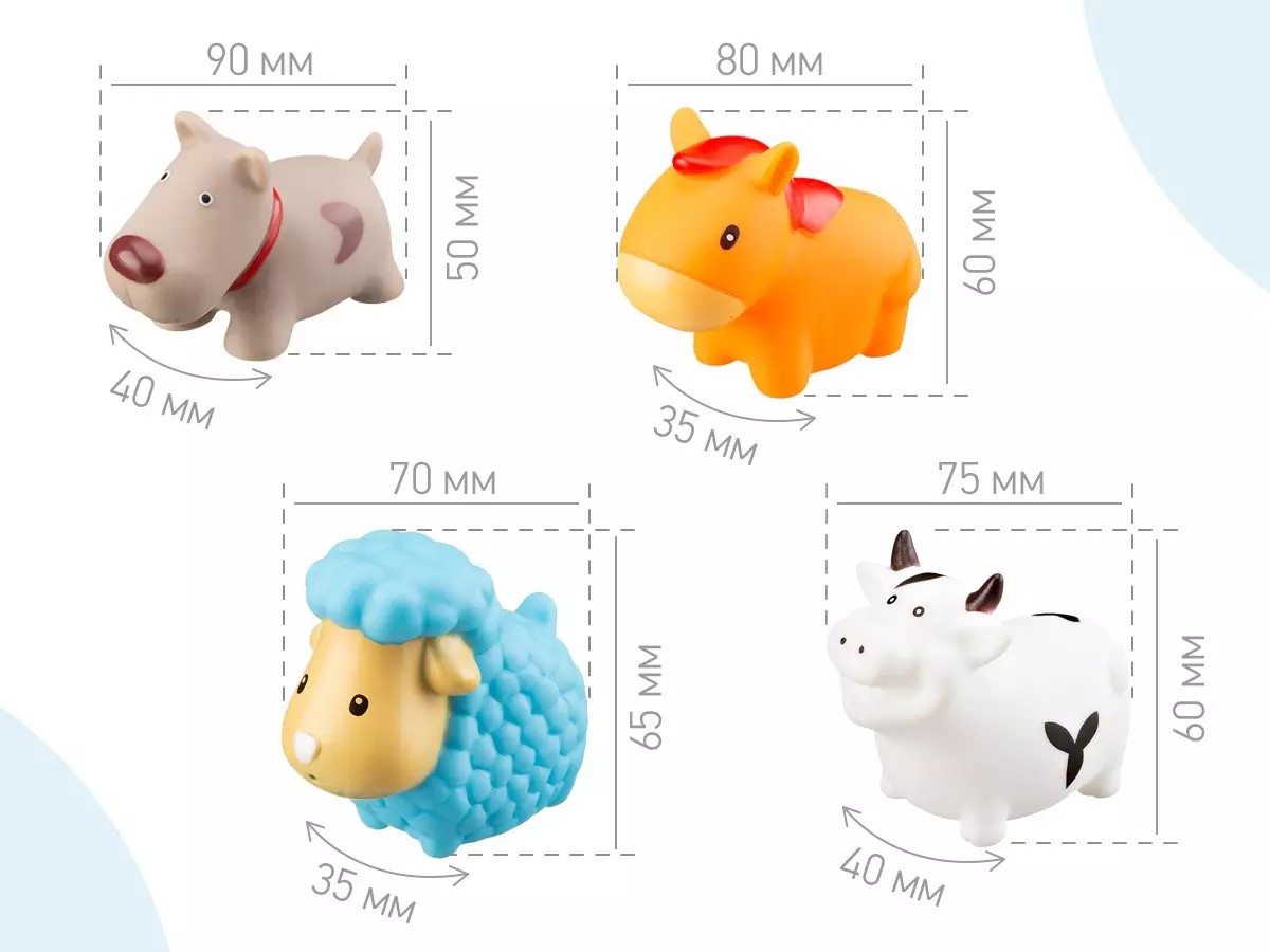 Игрушки для купания в ванной (4 шт) Моя ферма Roxy-Kids RRT-810