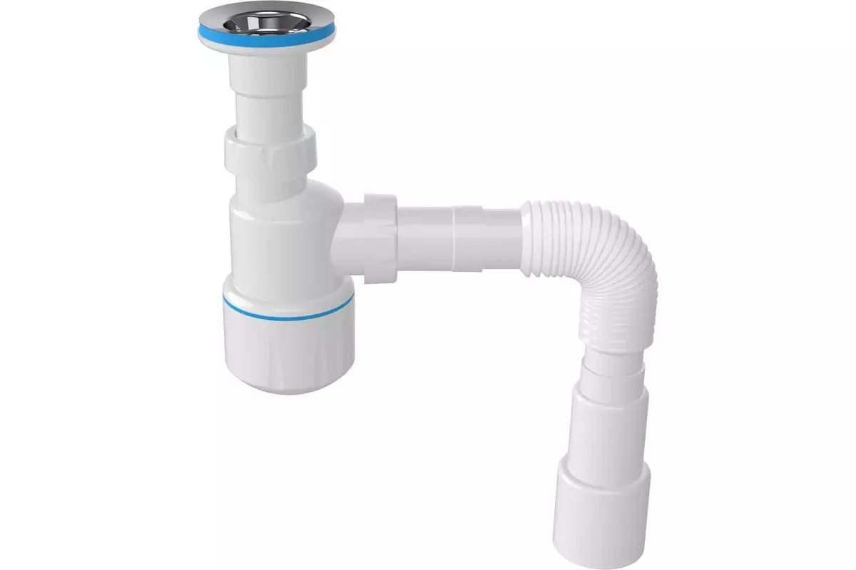 Сифон бутылочный 1 1/4"х40, выпуск 64 мм, с гибкой трубой d40/50, Nova 1050