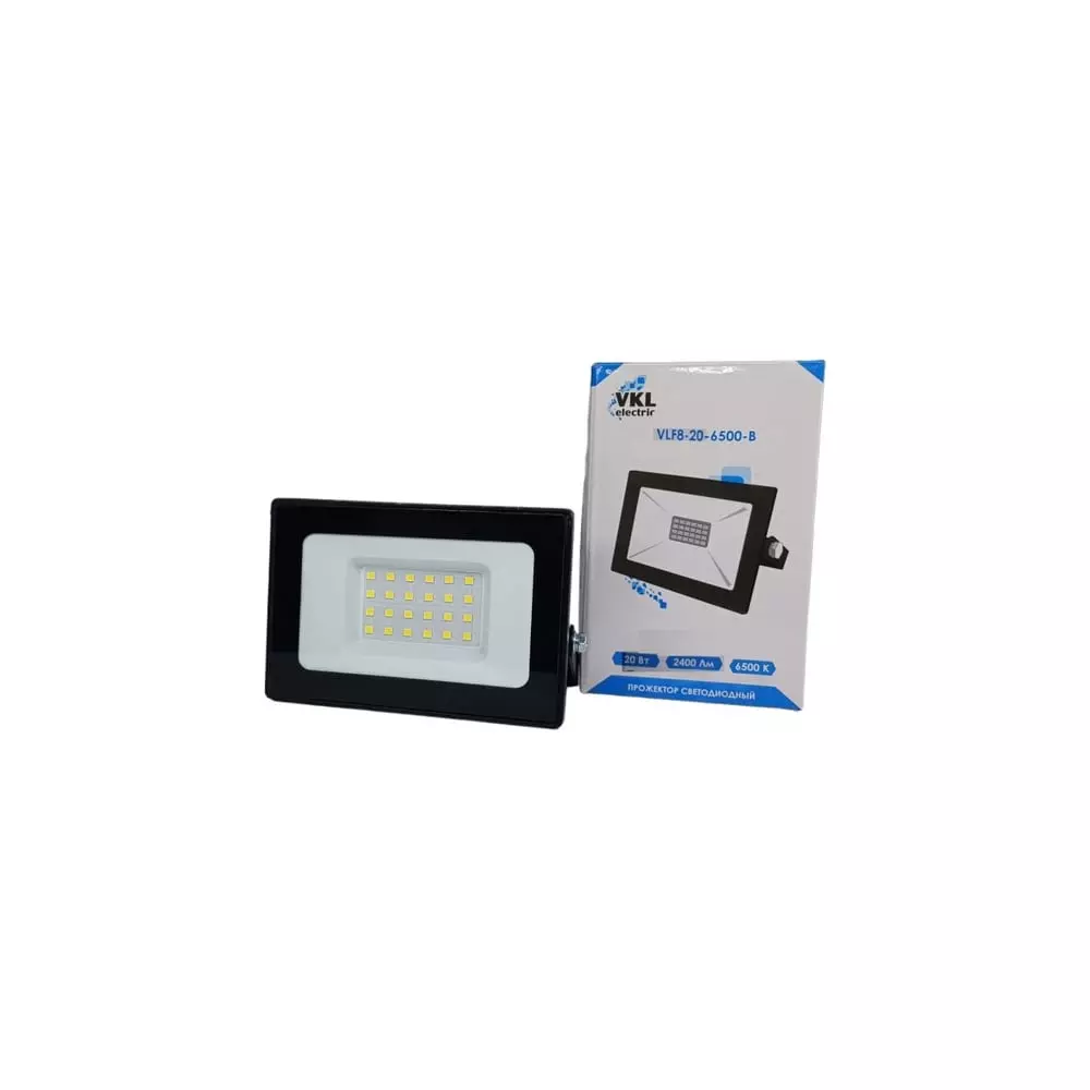 Прожектор светодиодный 220В 20Вт 6500К IP65 черный VKL electric 1208264