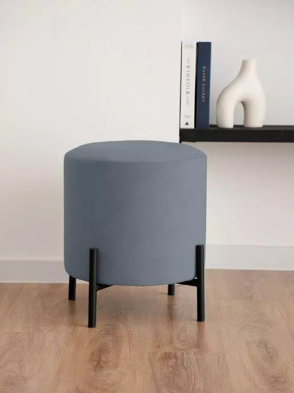 Пуф круглый МИО каркас металл черный / велюр конфетти блю стоун