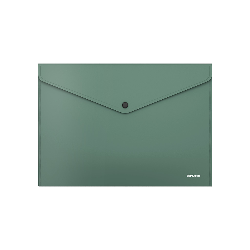 Папка-конверт на кнопке пластиковая ErichKrause 50178 Fizzy Classic, непрозрачная, А4, зеленый
