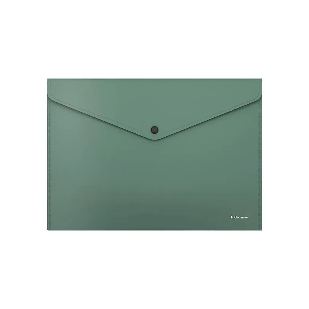 Папка-конверт на кнопке пластиковая ErichKrause 50178 Fizzy Classic, непрозрачная, А4, зеленый