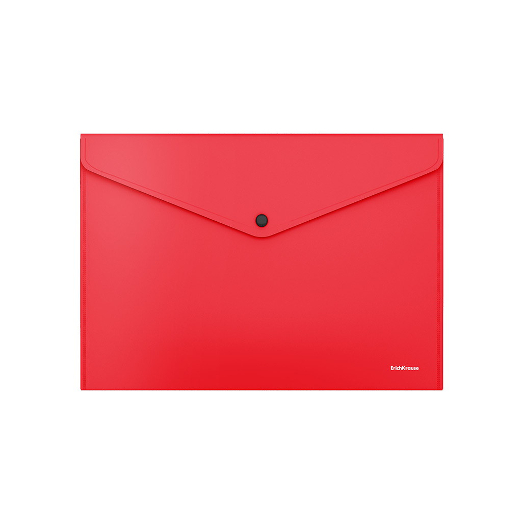 Папка-конверт на кнопке пластиковая ErichKrause 50175 Fizzy Classic, непрозрачная, A4, красный