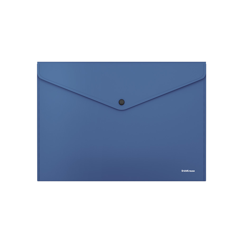 Папка-конверт на кнопке пластиковая ErichKrause 50177 Fizzy Classic, непрозрачная, А4, синий
