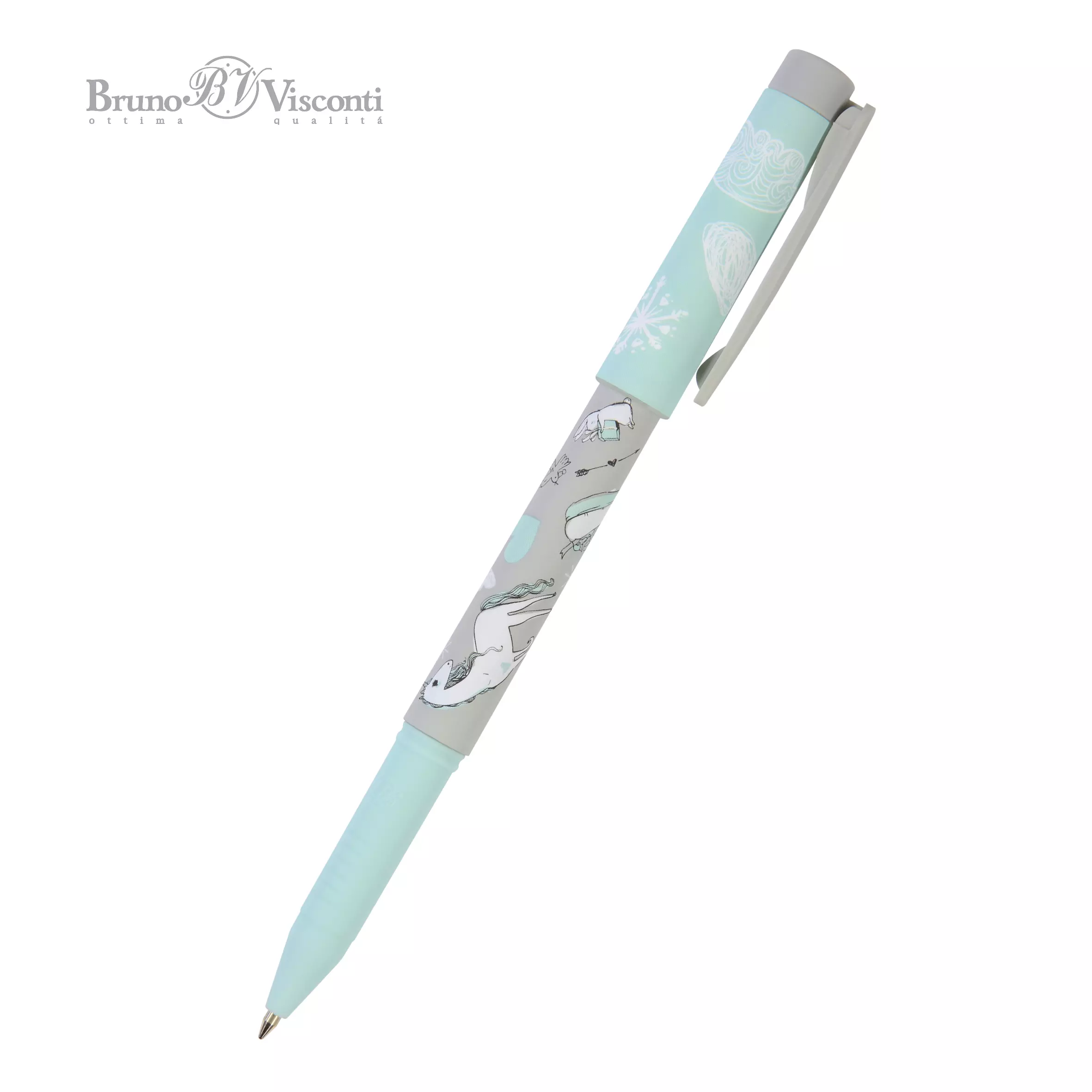 Шариковая ручка BrunoVisconti FreshWrite.Девочка и Единорог. Птички, 0.7 мм, синяя