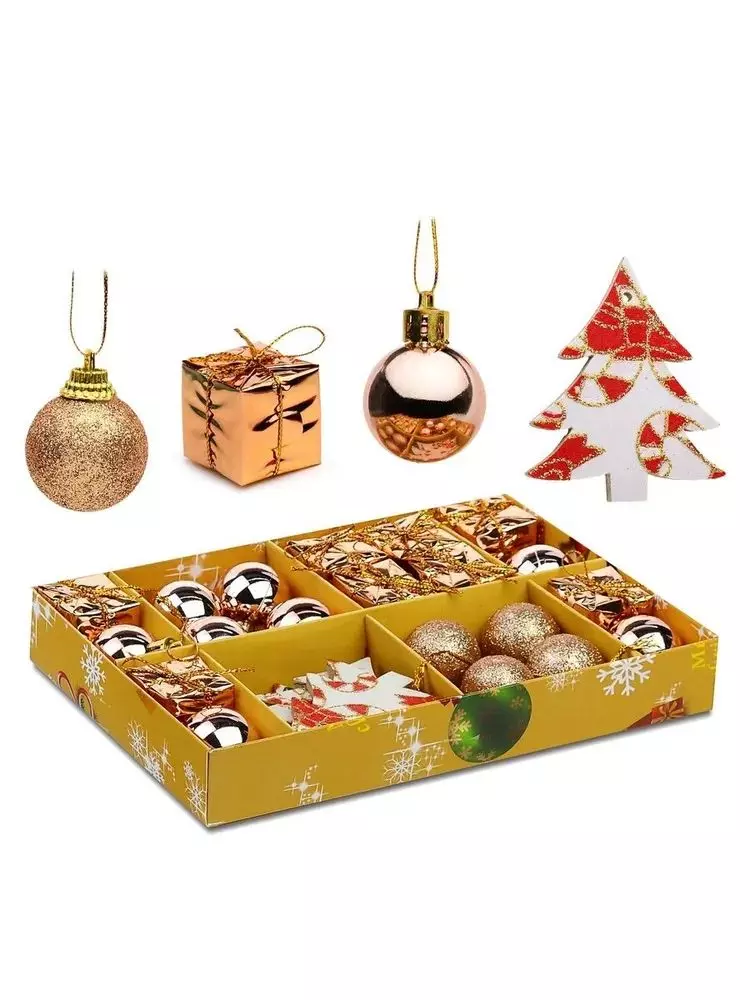 Набор новогодних украшений Новогоднее чудо 3см* 24шт S1601