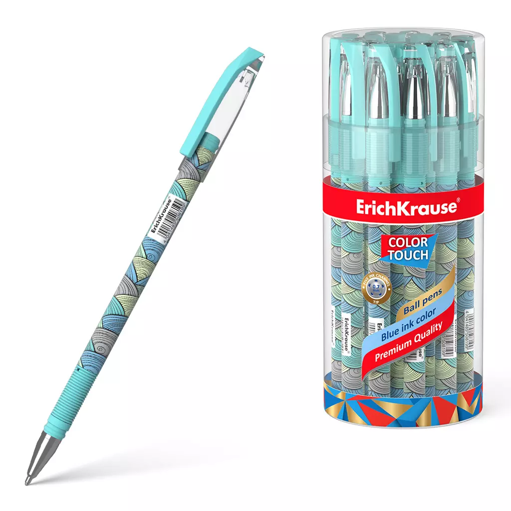 Шариковая ручка ErichKrause 50819 ColorTouch Emerald Wave, чернил синий