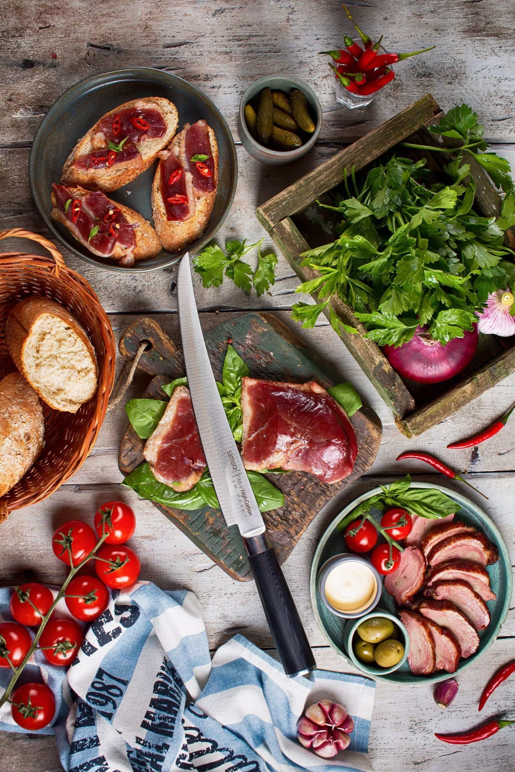 Нож для нарезки слайсер 23 см, Tanto &quot;Samura Mo-V&quot;, G-10, SM-0046T/K