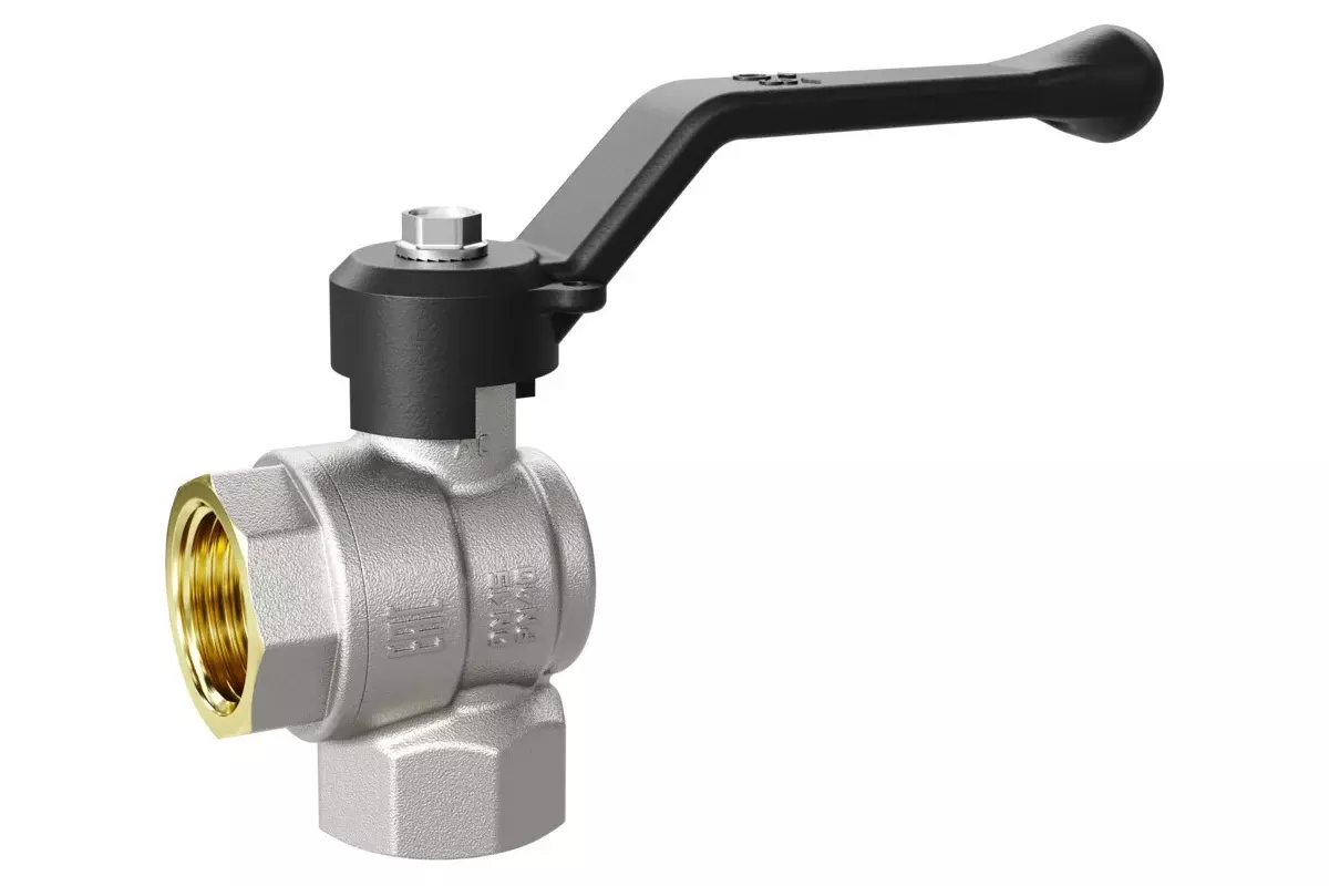 Кран шаровой угловой 1/2&quot; ВР никель рычаг, Pride LD 47.201.15, стандартный проход