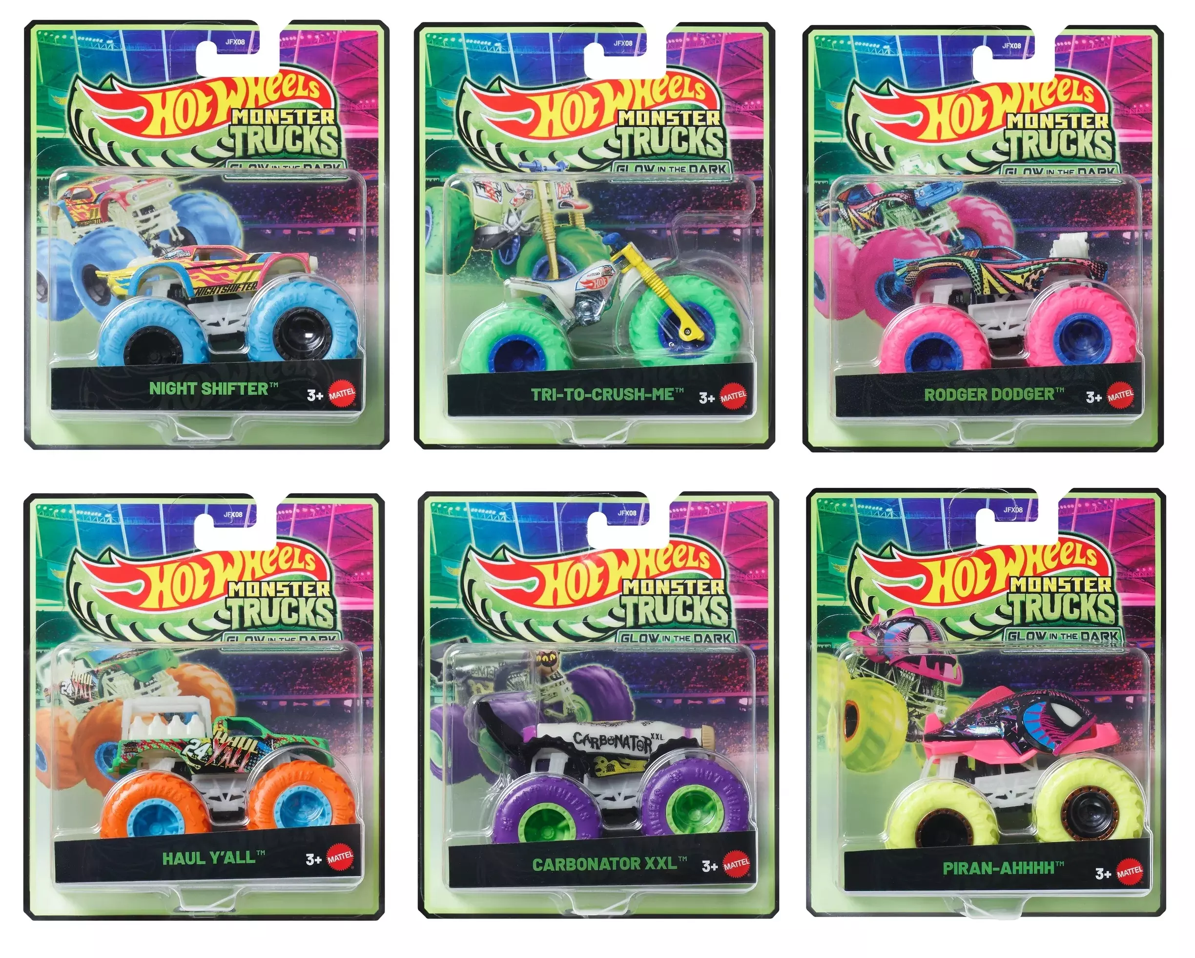 Модель машинки Hot Wheels,пластик,монстр-трак "Светящийся в темноте",в ассорт.,Хот Вилс,Matell,JFX08