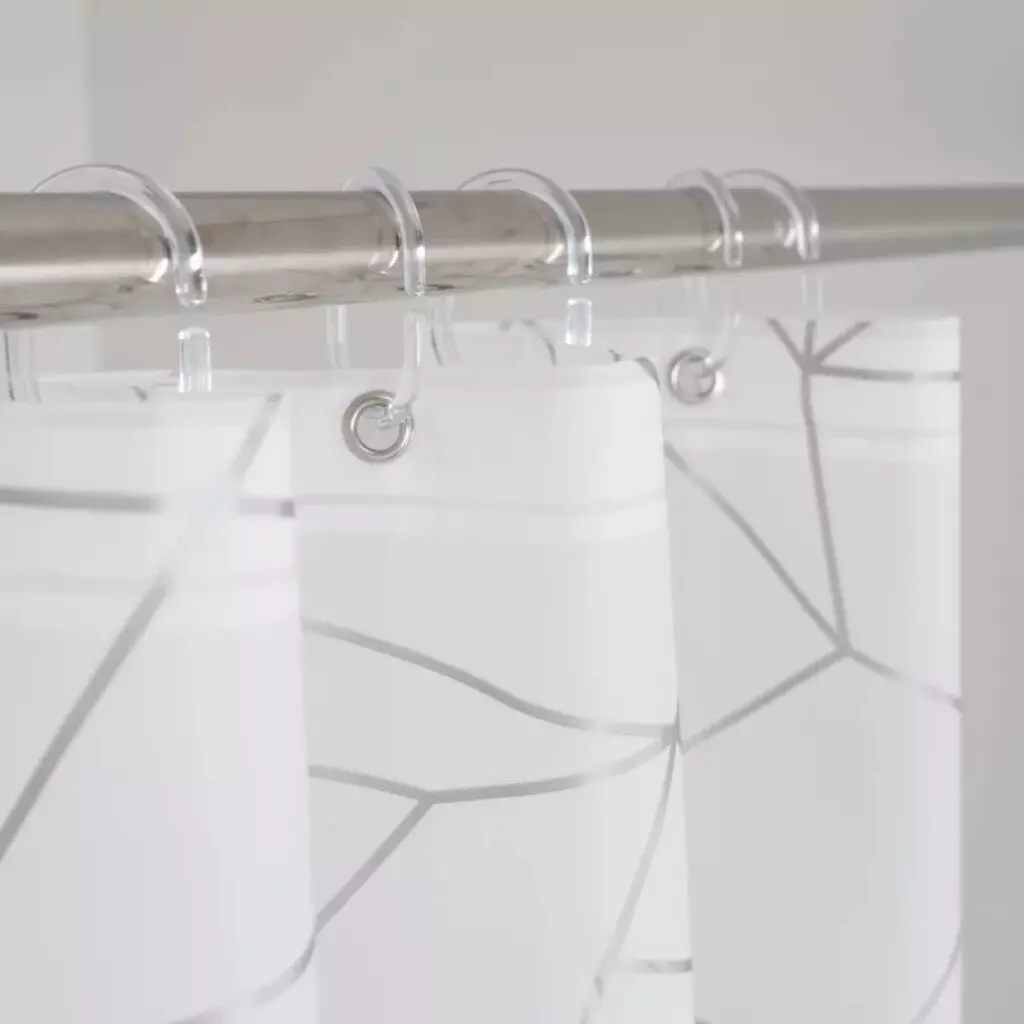 Штора для ванной 200 х 180 см FORA PEVA SILVER GLASS FOR-PV15 белый с серебристыми линиями