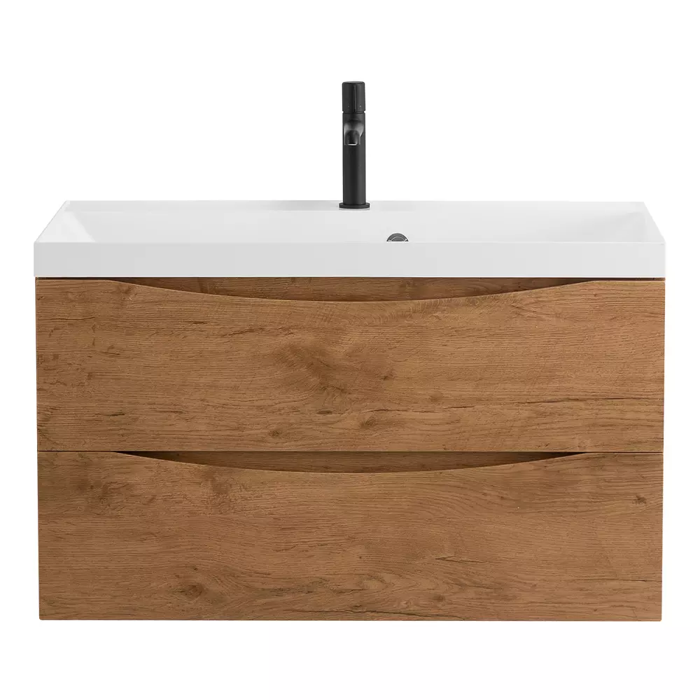 Подвесная тумба с раковиной BelBagno 80 см дуб натуральный MARINO-800-2C-SO-RN-P+BB800/450-LV-MR-AST