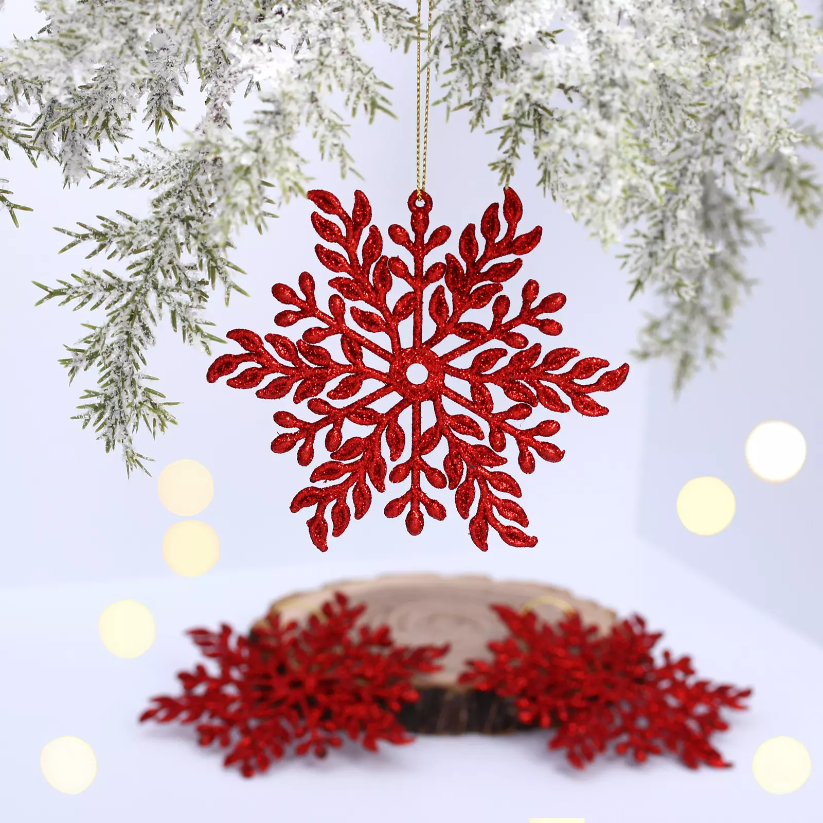 Елочное украшение Волшебная снежинка 115 см (3 шт) красный 916-2000