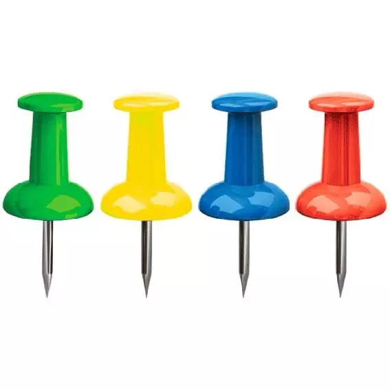 Кнопки канцелярские силовые Attomex диаметр 8,5 мм, цветные в форме гвоздика, 50 шт, 4132315