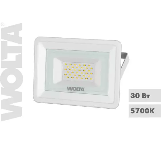 Прожектор светодиодный 220В 30Вт 5700К IP65 белый WOLTA WFL-30W/06W